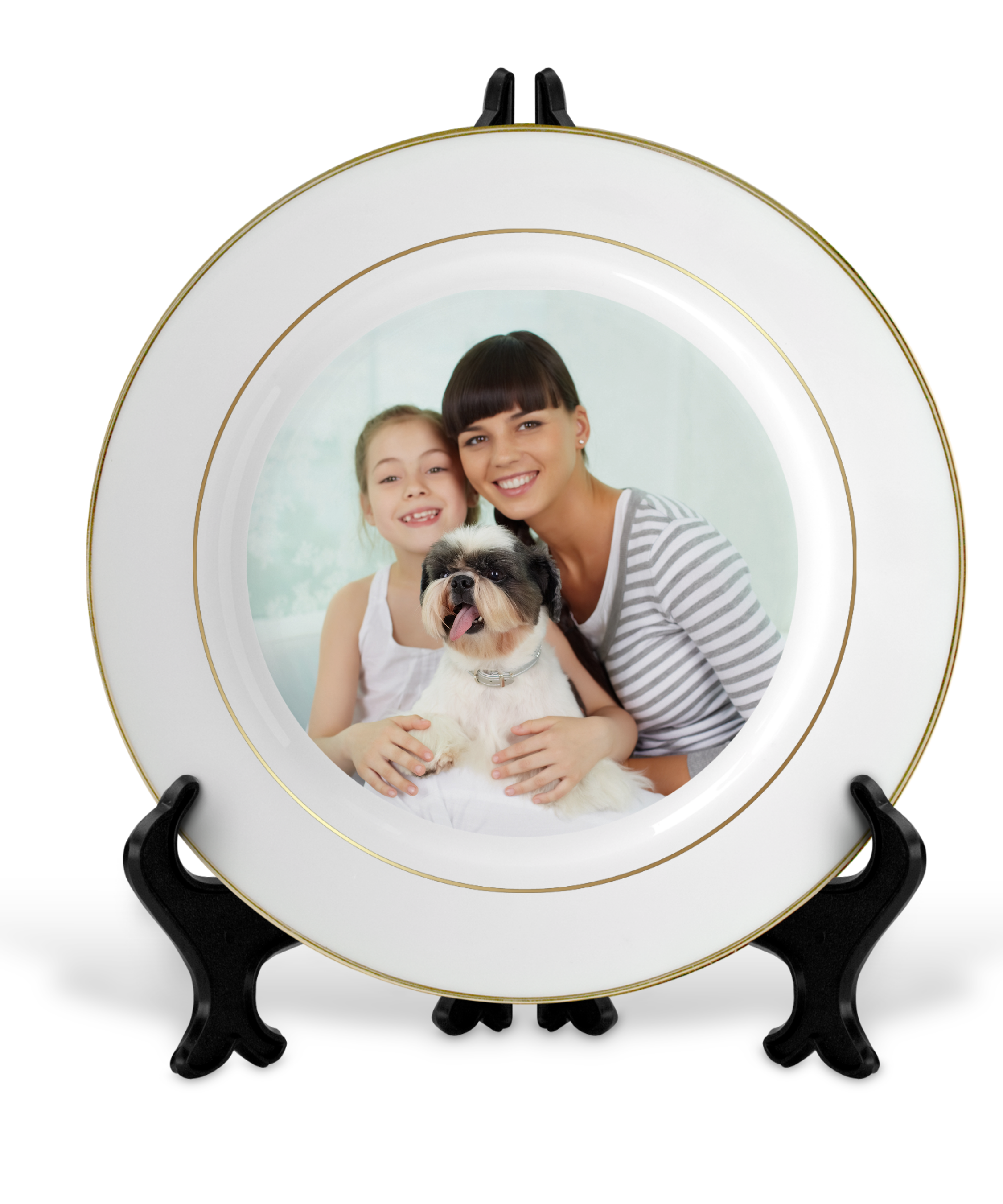 10.75 Sublimation Ceramic Plate with Gold Trim and Rim