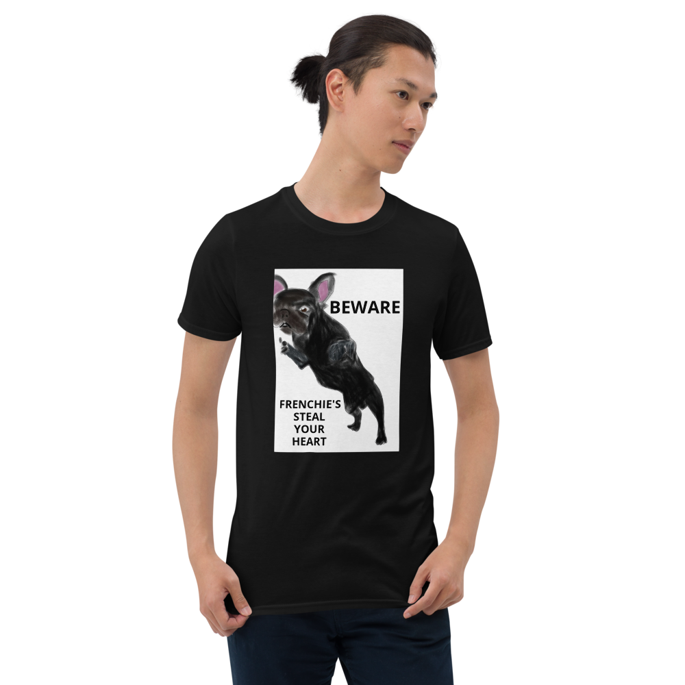 "BEWARE FRENCHIE'S STEAL YOUR HEART" Graphic Short-Sleeve Unisex T-Shirt