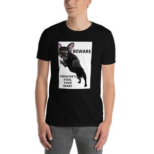 "BEWARE FRENCHIE'S STEAL YOUR HEART" Graphic Short-Sleeve Unisex T-Shirt