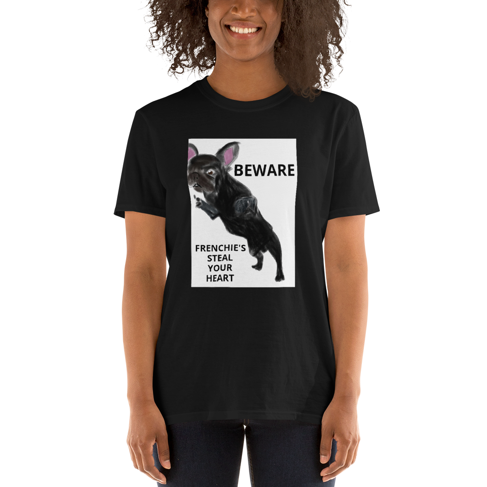 "BEWARE FRENCHIE'S STEAL YOUR HEART" Graphic Short-Sleeve Unisex T-Shirt