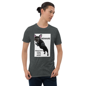 "BEWARE FRENCHIE'S STEAL YOUR HEART" Graphic Short-Sleeve Unisex T-Shirt